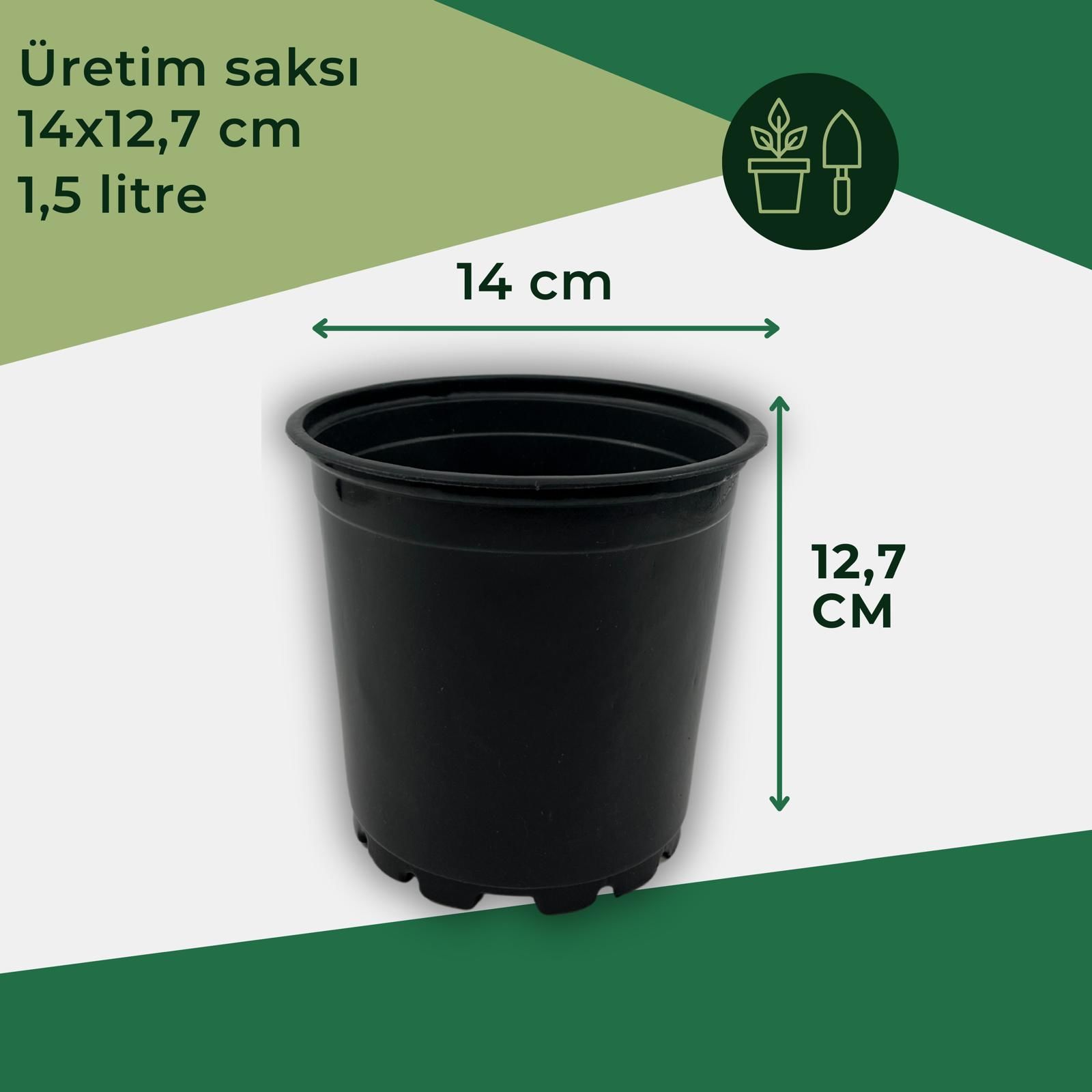 10 Lu Yuvarlak Üretim Saksısı 14x12,7 Cm 1.5 Litre
