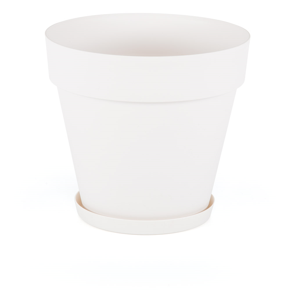 Yalı Saksı Dekoratif Tabaklı Saksı 10 Litre Beyaz