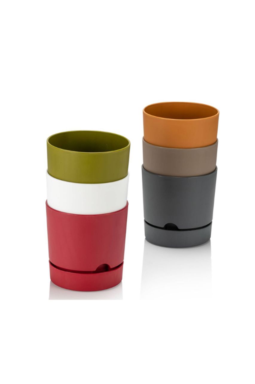 Begonya 15 Cm 1.8 Litre Pastel Saksı Dekoratif Tabaklı Çiçek Saksı