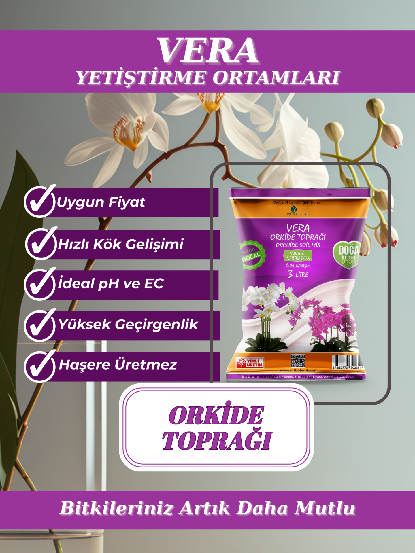 Orkide Toprağı 3 Litre Orkide Toprağı
