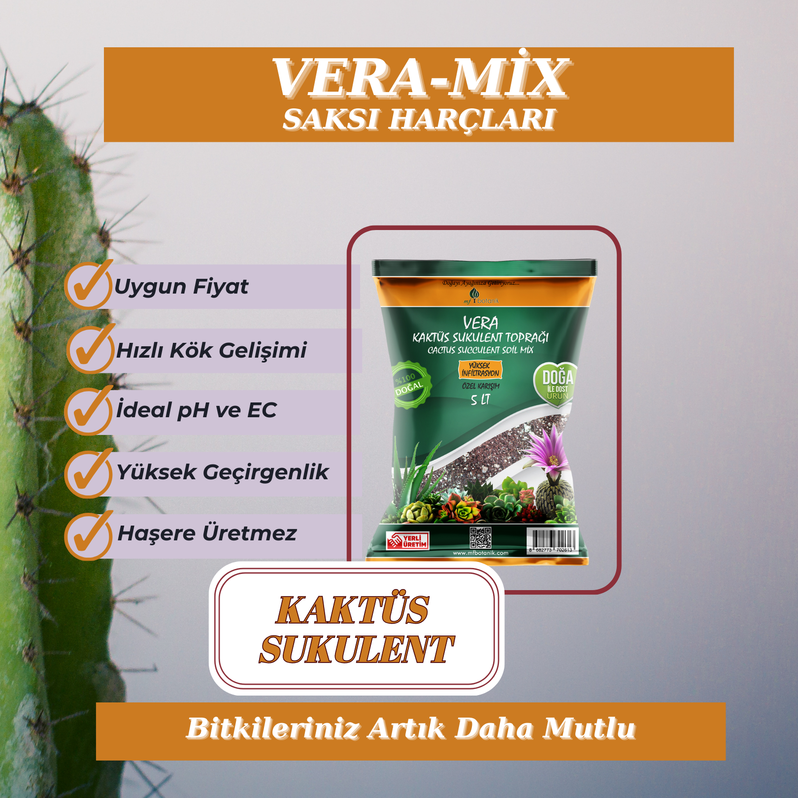 Kaktüs Sukulent Toprağı 5 Litre