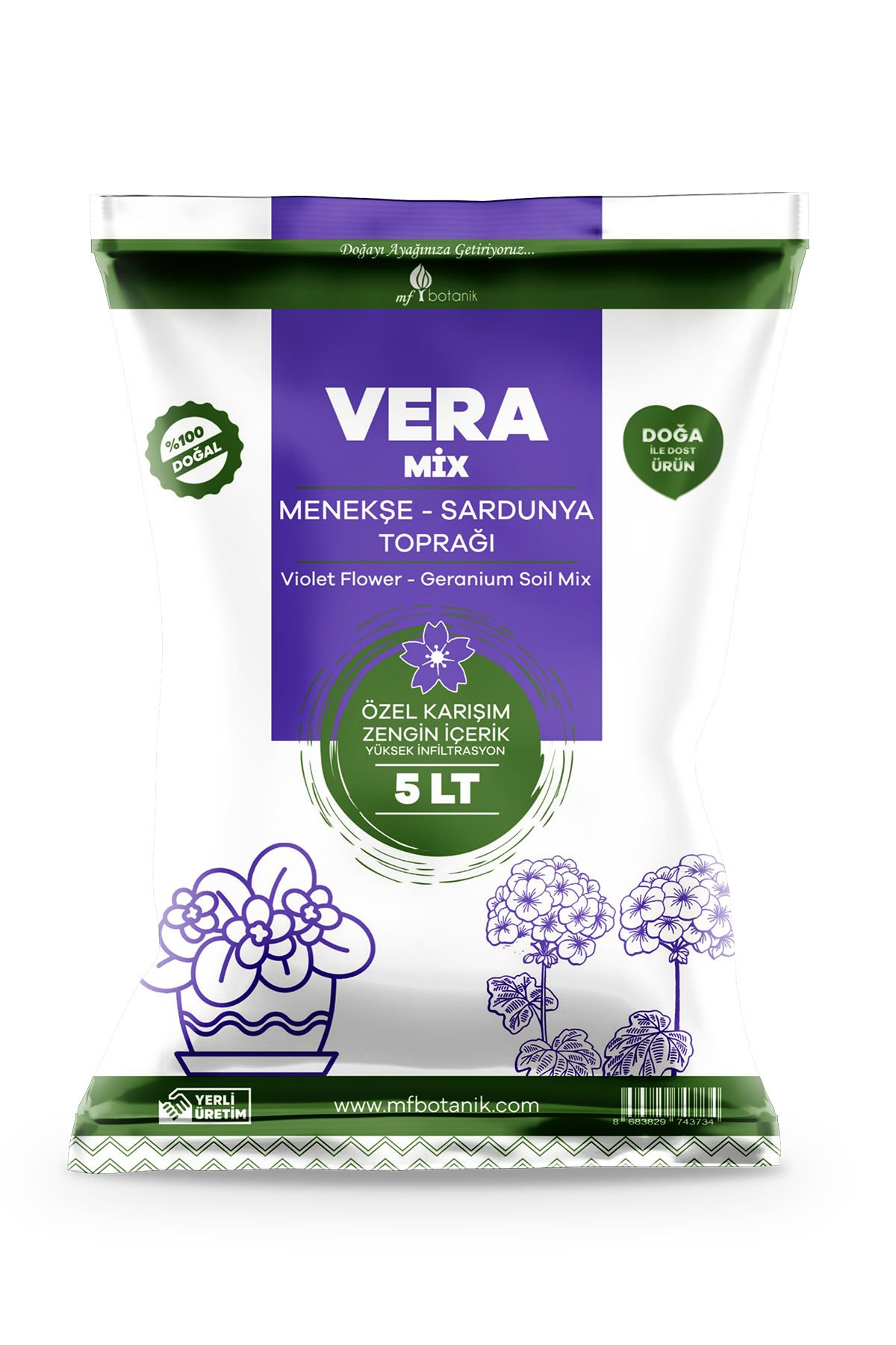 Menekşe ve Sardunya Toprağı Özel Karışım Afrika Menekşe ve Sardunya Toprağı 5 Litre