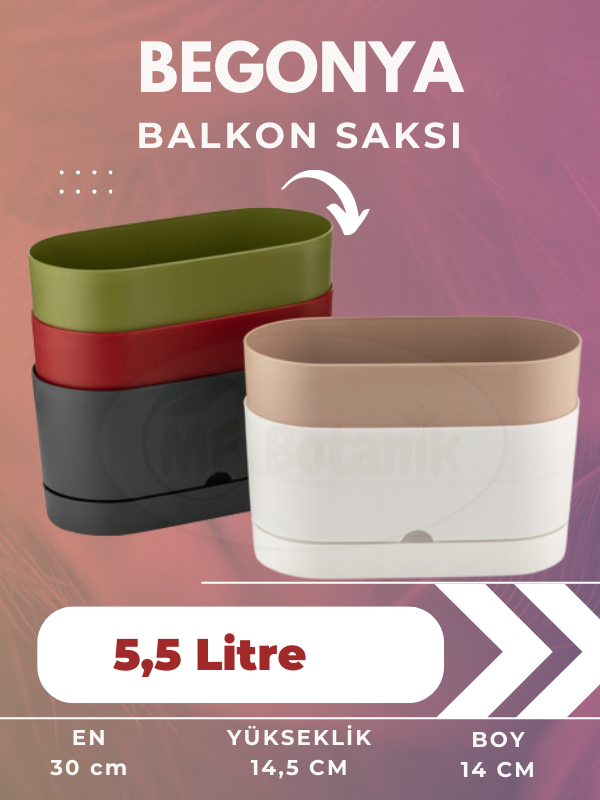 Begonya Pastel Balkon Saksı 5.5 Litre
