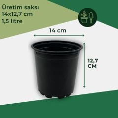 10 Lu Yuvarlak Üretim Saksısı 14x12,7 Cm 1.5 Litre