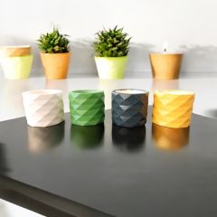 Vera-Stone 4'lü Piramit Beton Kaktüs ve Sukulent Saksısı