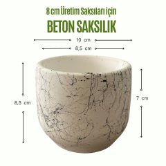Dekoratif Beton Saksılık - Mermer Efektli - 8 cm Üretim Saksı için Saksı Kabı