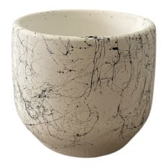 Dekoratif Beton Saksılık - Mermer Efektli - 8 cm Üretim Saksı için Saksı Kabı BEYAZ