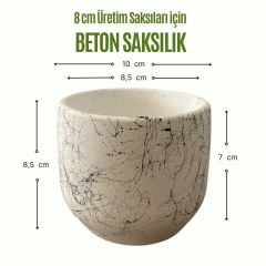 Dekoratif Beton Saksılık - Mermer Efektli - 8 cm Üretim Saksı için Saksı Kabı ANTRASİT