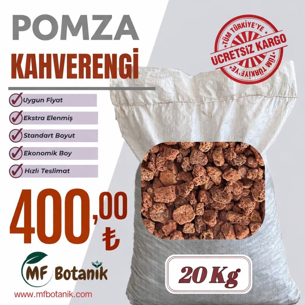 Kırmızı Pomza Taşı 1-2 cm 20 KG Volkanik Cürüf Ponza Lav Kırığı
