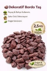 Dekoratif Bordo Çakıl Taşı 1-2 Cm 2,5 Kg
