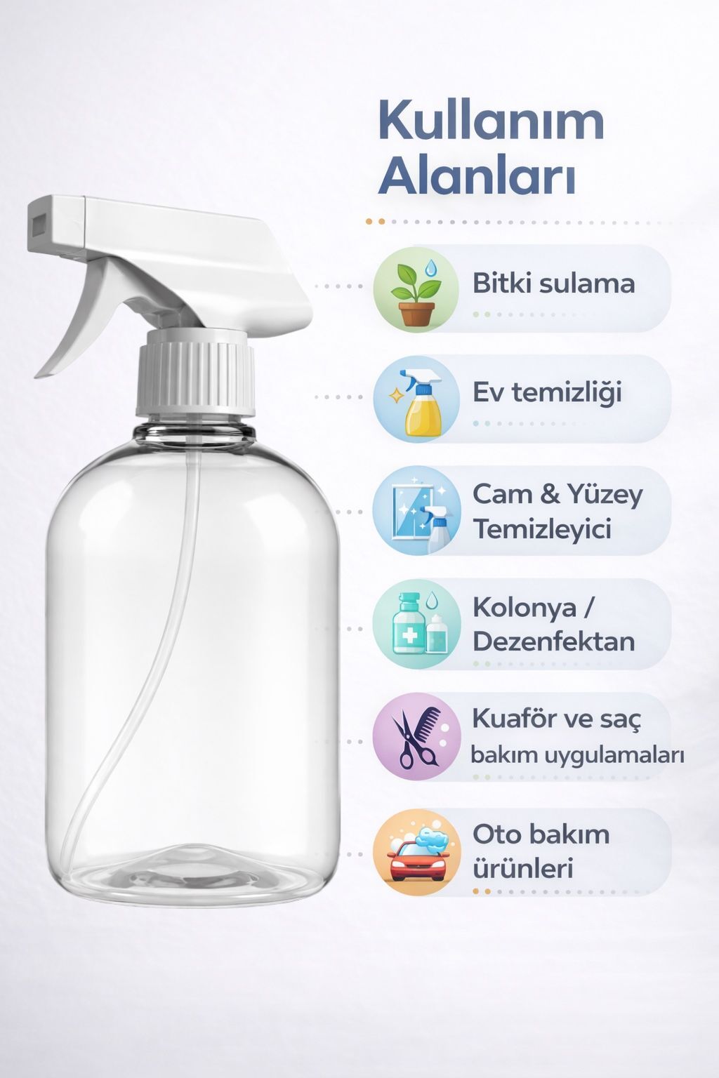 MF BOTANİK 1 Adet Boş Fısfıslı Sprey Şişesi 500 ml - 2 Çeşit Püskürtmeli