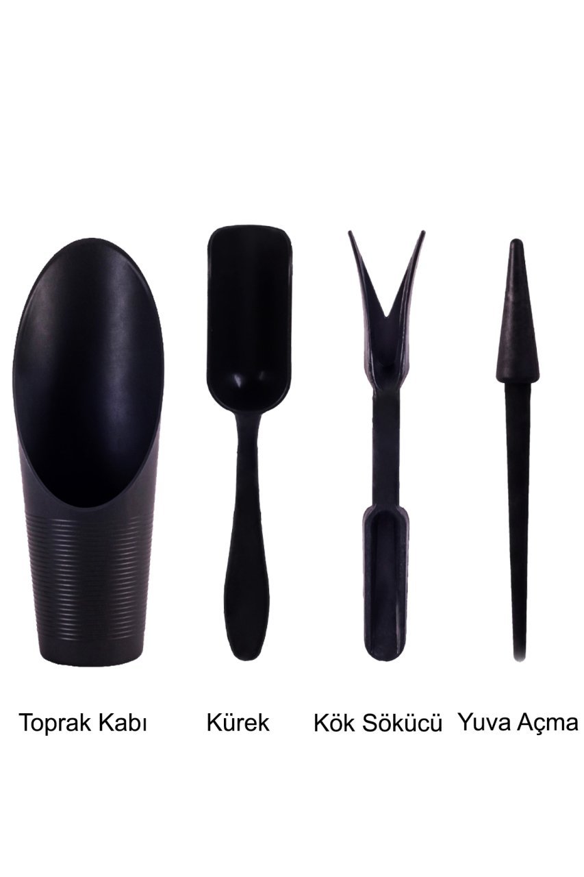 Kaktüs Dikim Seti Sukulent Bakım Seti 4 Parça Toprak Kabı Kürek Kök Sökücü Yuva Açma
