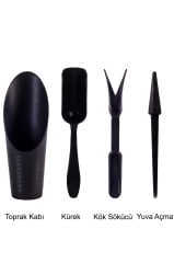 Kaktüs Dikim Seti Sukulent Bakım Seti 4 Parça Toprak Kabı Kürek Kök Sökücü Yuva Açma