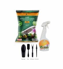 Kaktüs Sukulent Dikim Bakım Seti - Kaktüs Toprağı Vitamin Besini ve 4 Parça Değişim ve Bakım Seti