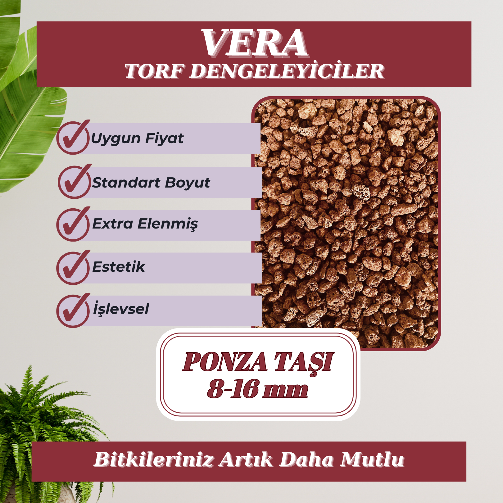 Kırmızı Pomza Taşı 8-16 Mm 5 Litre Volkanik Ponza Lav Taşı